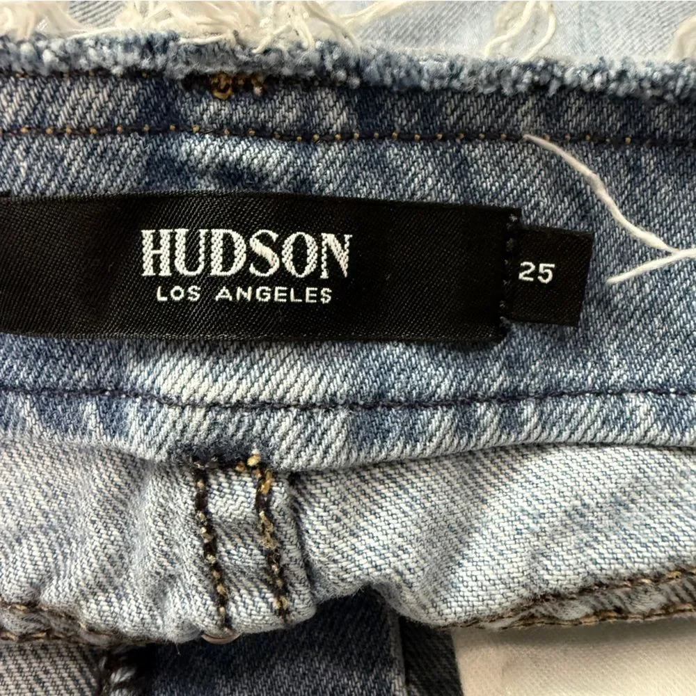 Hudson Distressed Button Fly Designer Shorts